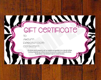 Instant Download Gift Certificate Printable for Direct Sales Independent Jewelry Consultant
