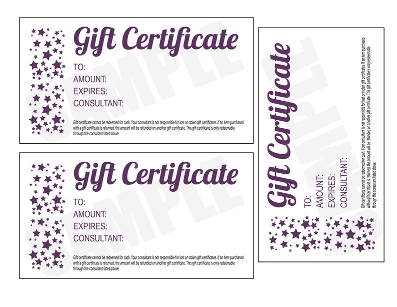 Instant Download Printable Gift Certificate for Direct Sales ...
