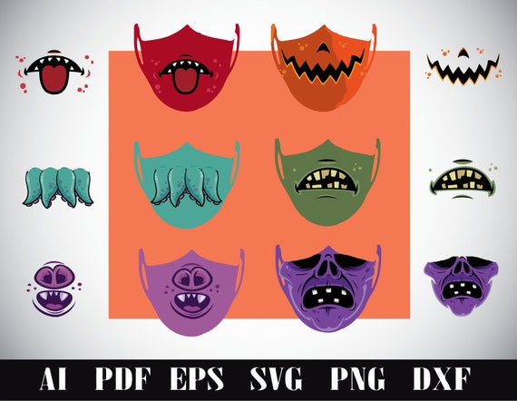 halloween face masks designs printable svg cricut cut files etsy canada