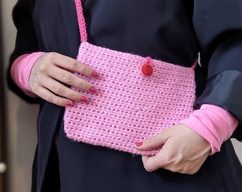 Crochet pink crossbody bag / Crochet pink crossbody handbag