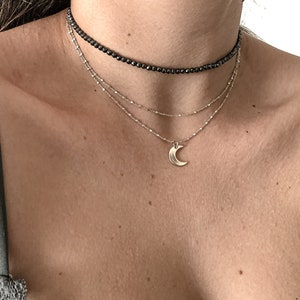 Moon choker necklace silver clearance