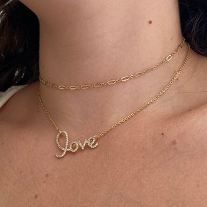 Collar con colgante de amor dorado, collares navideños para mujer, collares para mujer, ideas para regalos navideños, joyas delicadas, regalo navideño para mujer