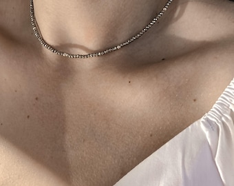 Hematite stone choker necklace, Natural stone bead necklace, Hematite bead choker, Gemstone necklace, Natural gemstone choker