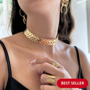 Gold Chain Choker, Thick Collar Choker, Chain Link Choker, Wide Chain Choker, Chunky Choker, Luxury Chain Gift