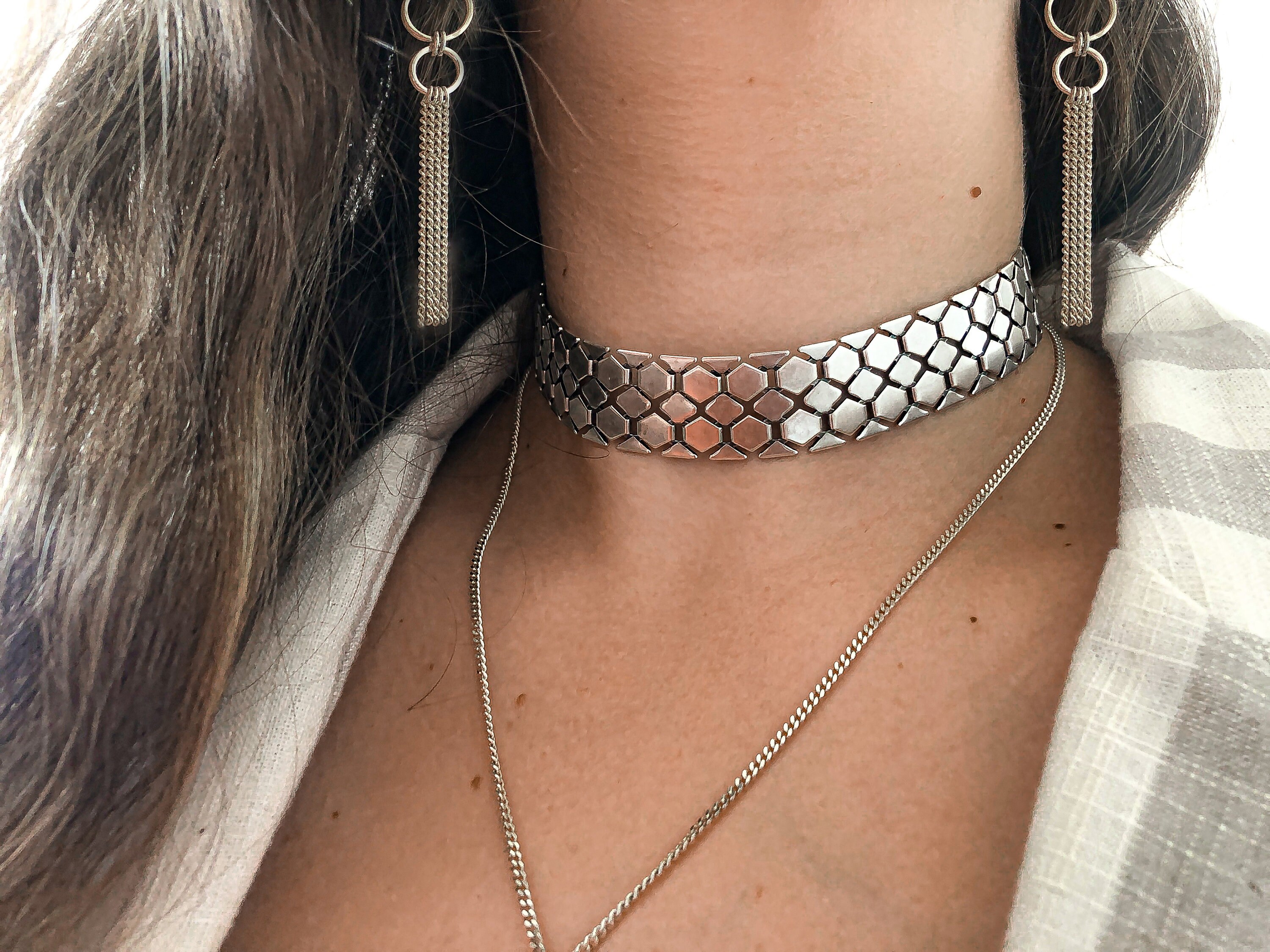 Chain Link Choker Silver Choker for Women - Etsy