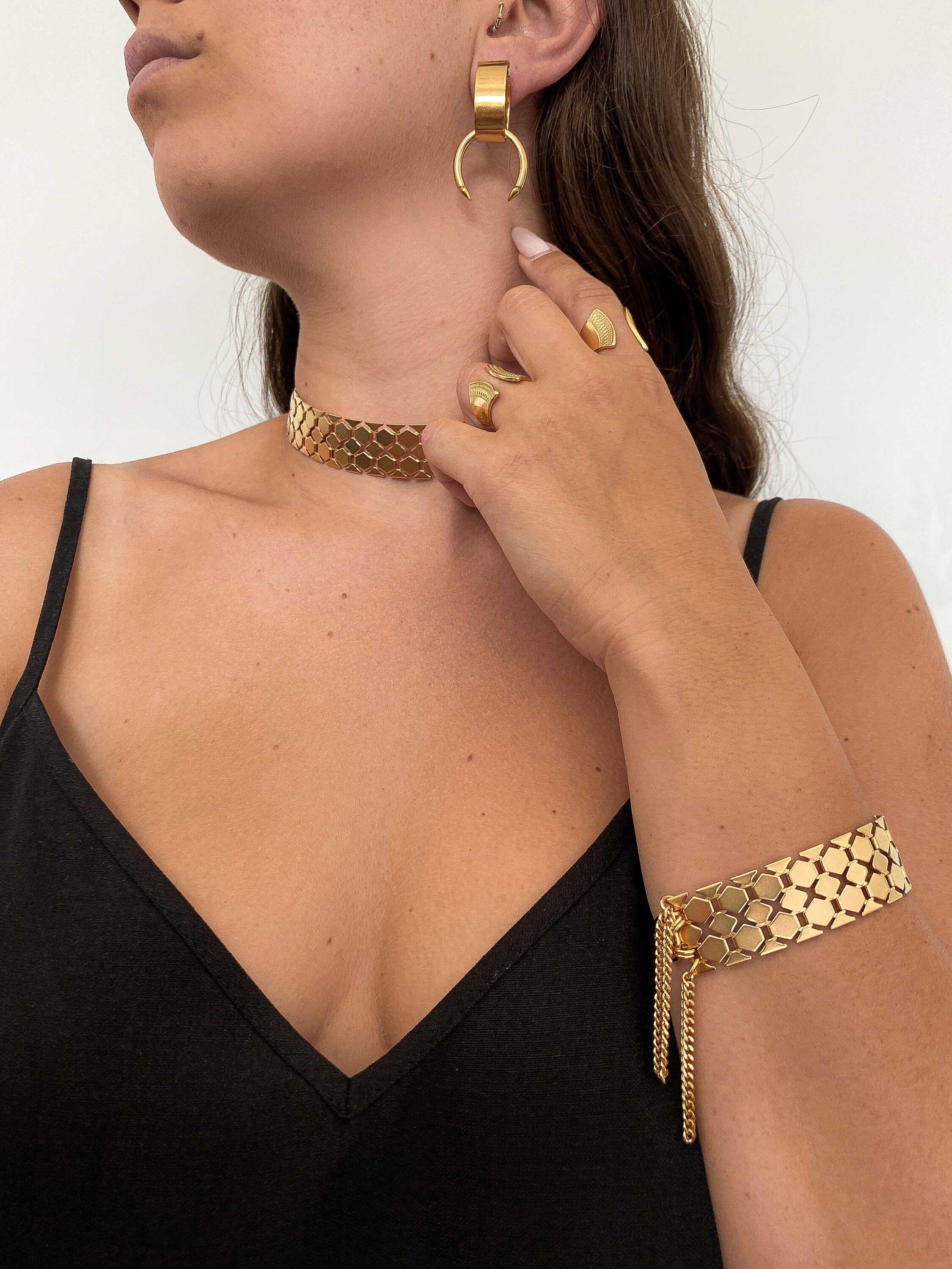 MIFYNN 14K Gold Statement Choker Necklace For Women Chunky