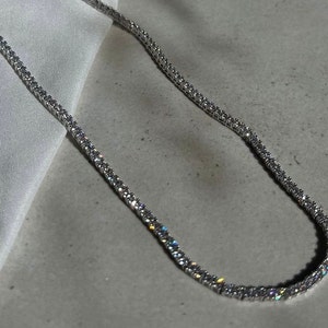 925 Sterling silver Rhinestone Choker, CZ tennis necklace, Dainty silver choker necklace, Bridal necklace, Tennis necklace holiday gifts