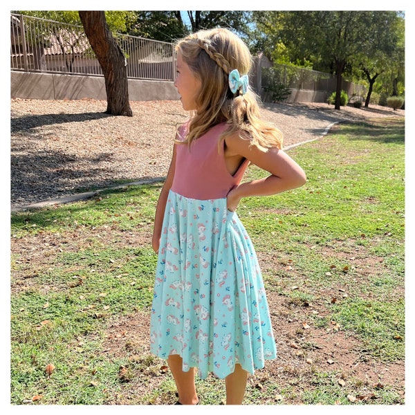 Unicorn Twirl dress | Summer dress | Little girl | Toddler girl | girls dress | Spin dress | Twirling | Princess  | mom and me |