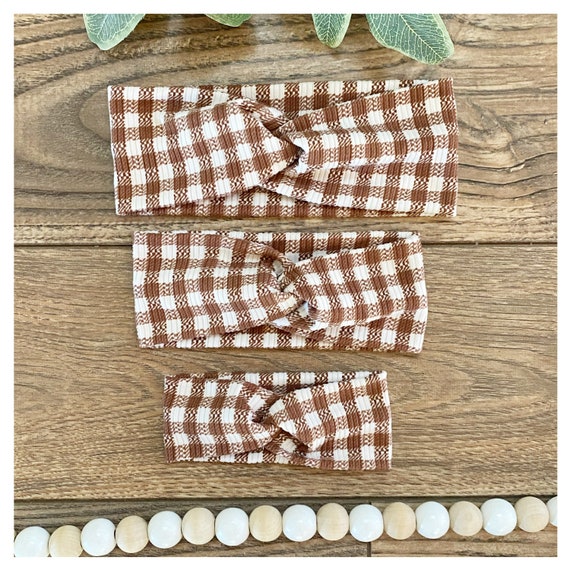 Headwraps- Headbands- Mommy and me- Mom and me- Matching headbands- Turban headband- Rust gingham - checkered - matchy