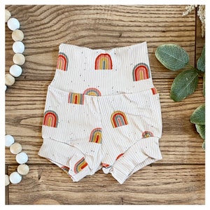 Rainbow shorts | bummies | shorties | boho | summer clothing | spring clothing | Toddler outfits | Kid clothing | Handmade | rainbow baby