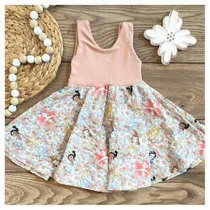Twirl dress- Summer dress- Little girl- Toddler girl- fall outfit - Spin dress- princess - floral - ribbed knit