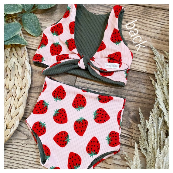 Girls Reversible Swimsuit | Swim Wear | Bikini | Crop Top | High Waist |  Boho | Summer | Bathing Suit - Etsy