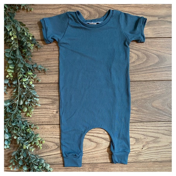 Romper - Soft romper- Toddler romper - Baby romper- Soft, Stretchy knit fabric- Rompers for girls - rompers for boys- denim - blue
