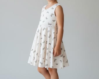 Handmade Butterfly Twirl Dress: Soft Knit Fabric, Full Circle Skirt