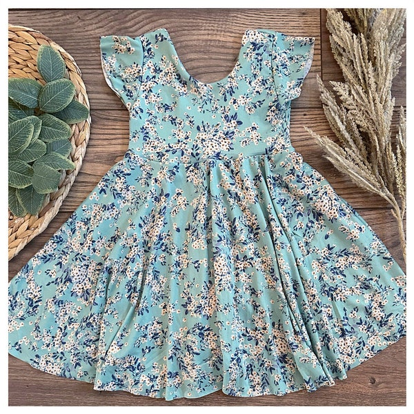 Twirl dress | Summer dress | Little girl | Toddler girl | girls dress | Spin dress | Twirling | Princess | mom and me | floral ribbed