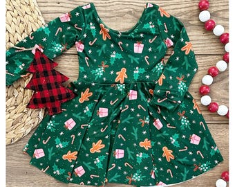 Twirl dress | Christmas dress | Little girl | Toddler girl | girls dress | Spin dress | Twirling | Princess | mom and me | gingerbread |