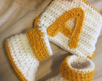 Newborn Baby Crochet Crown Diaper Cover Booties Set