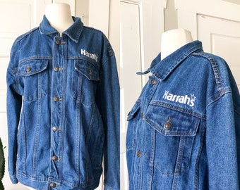 80s Harrah’s Casino Denim Jacket Medium Mens Womens