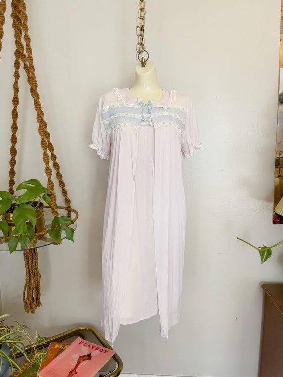 70s Vintage Two (2) Piece Nightgown Set Light Pur… - image 7