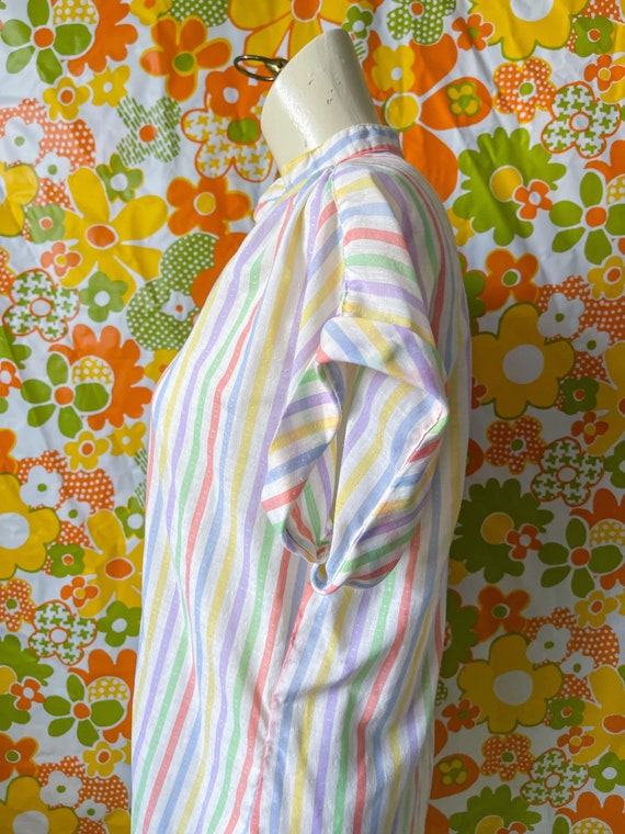 Vntg Pastel Striped Laura Mae Blouse Cap Sleeves … - image 7