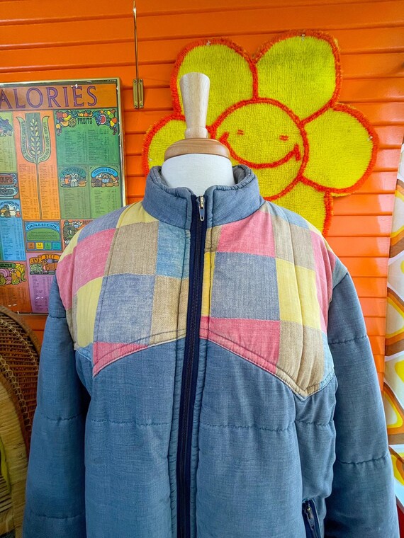 70s Field Stream Patchwork Puffer Jacket Size 48 … - image 4