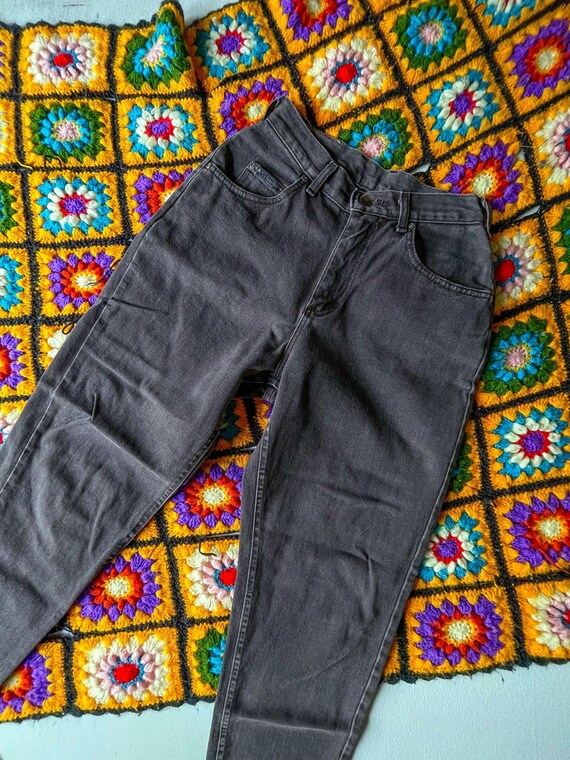 Riveted LEE Gray Jeans 24" Waist 6 Petite 80s - image 2