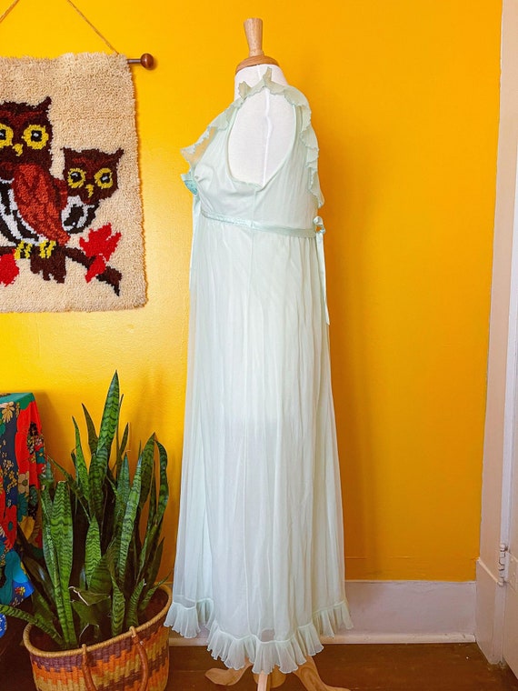 Vntg 60s 70s Evette Mint Green Nightgown Lingerie… - image 10