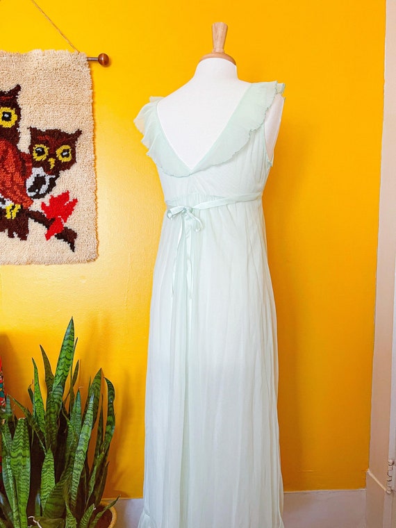 Vntg 60s 70s Evette Mint Green Nightgown Lingerie… - image 5