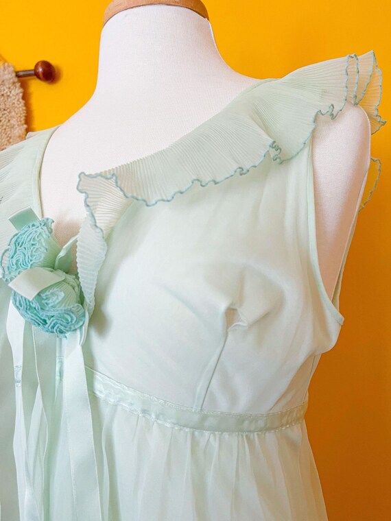 Vntg 60s 70s Evette Mint Green Nightgown Lingerie… - image 7