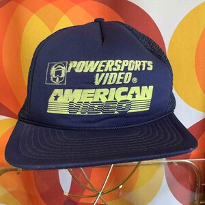 Vintage 80s Powersports Video American Video Navy Blue Snapback