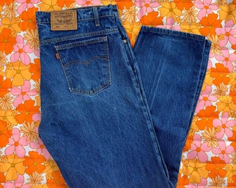Vintage 1970s Levis 517 Orange Tab Jeans Dark Wash Paper Tag