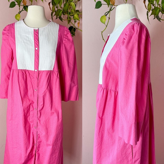 60s 70s MODELS COAT Hot Pink Housecoat Robe Women… - image 2