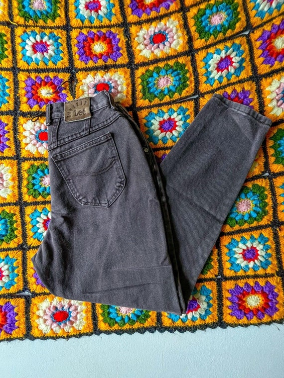 Riveted LEE Gray Jeans 24" Waist 6 Petite 80s - image 1