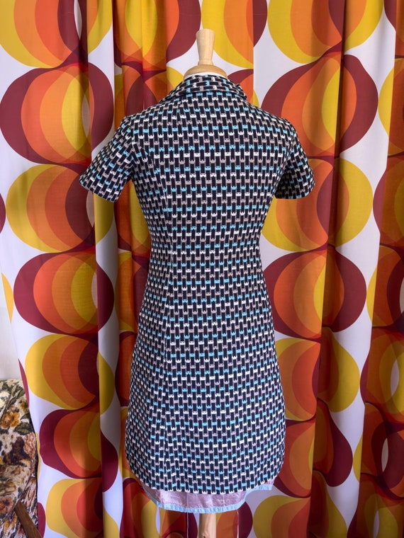 Vntg 60s 70s Marcourt Originals Patterned Dress P… - image 3