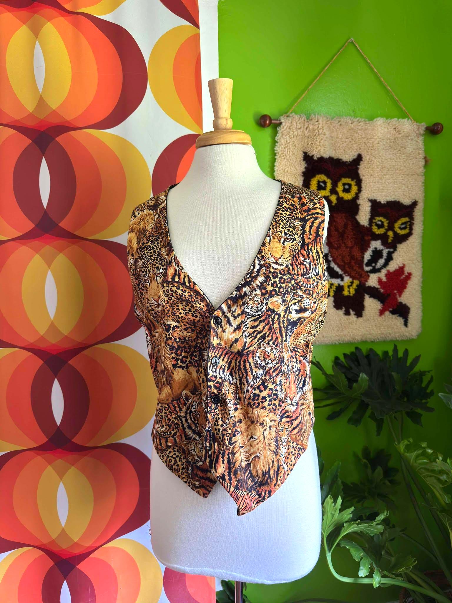 Vintage 80s 90s Animal Print Vest Funky Pattern - Etsy