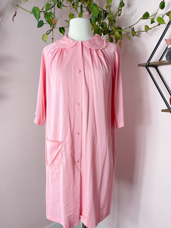 60s 70s Shadowline Light Pink Gown Ruffles & Pock… - image 2