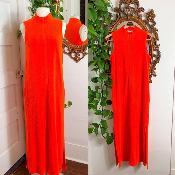 60s Catalina Vintage Bright Neon Orange Sleeveless