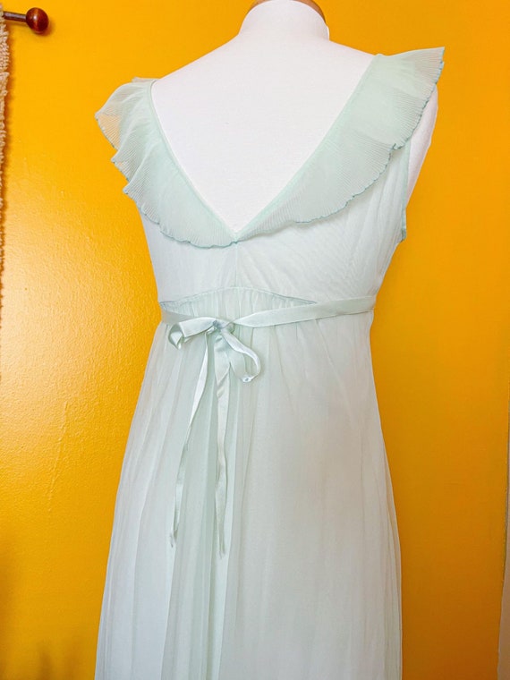 Vntg 60s 70s Evette Mint Green Nightgown Lingerie… - image 9