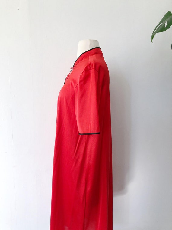 Vintage 70s Oriental Womens Nightgown Small Red F… - image 7