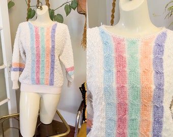 70s Lilly of California pastel striped sweater size small vintage