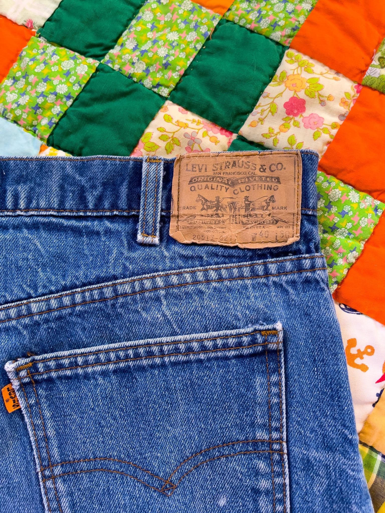 Vntg 80s ORANGE TAB Levi Jeans / Paint Stains / 40x30 Etsy