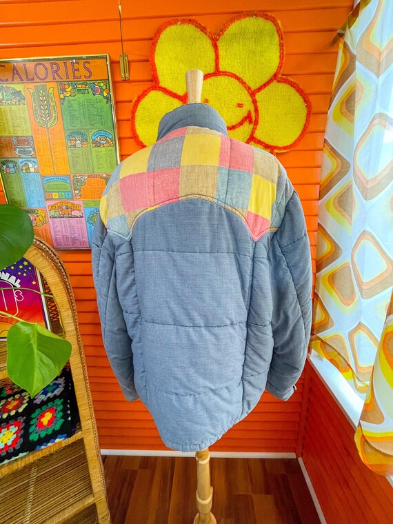 70s Field Stream Patchwork Puffer Jacket Size 48 … - image 3