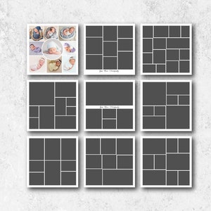 12x12 Photo Collage Templates Photoshop Template for Photographers Digital Collages