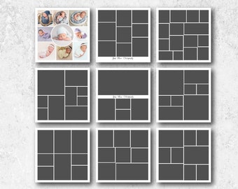 12x12 Photo Collage Templates Photoshop Template for Photographers Digital Collages