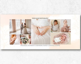 Photography Facebook Cover Template, Collage Facebook Timeline Cover Photoshop Template for Photographers