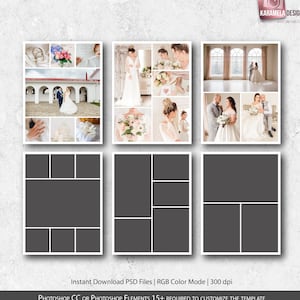 Wedding Photo Collage Templates: 8.5x11 PSD Files (Digital Download)