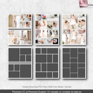 Collage Templates 8.5x11 in, Photography Template Pack, Photo Template Design, Photography Templates, Wedding Collages