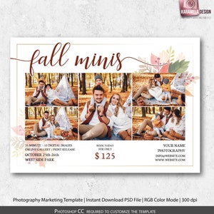 Herbst Marketing Board, Herbst Mini Session Vorlage, Herbst Minis Vorlage, Familien Mini Session, Fotografie Flyer, Vorlage für Fotografen
