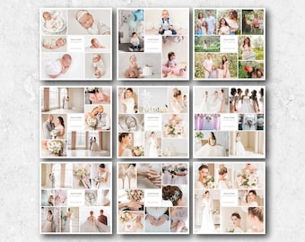 12x12 Photo Collage Templates: Blog Board, Photoshop (Digital Download)