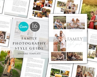 Family Photography Style Guide Template | Editable Canva Client Guide for Photographers
